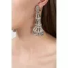 Серебристые серьги-клипсы из бисера с биркой