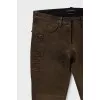 Зауженные брюки из коричневой кожи