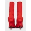Red stiletto ankle boots