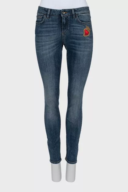 Джинсы skinny fit с вышивкой