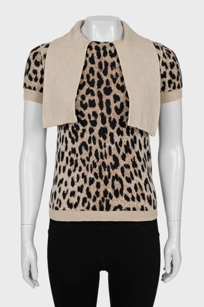 Animal print wool t-shirt