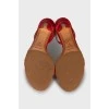 Red snakeskin sandals