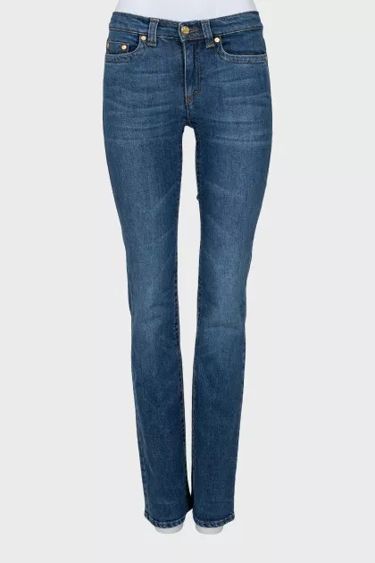 Dark blue mid-rise jeans