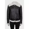 Leather sheepskin coat with belt