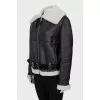 Leather sheepskin coat with belt