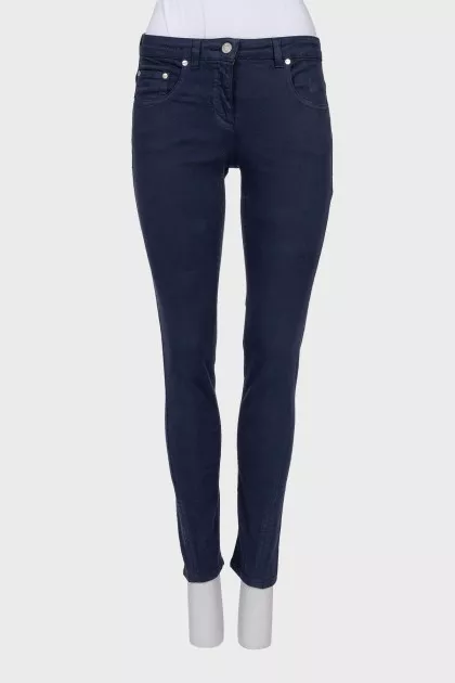 Синие джинсы skinny fit с вышивкой