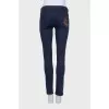 Синие джинсы skinny fit с вышивкой