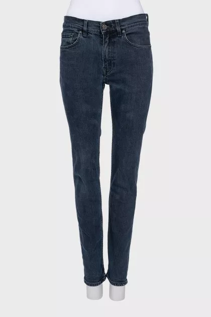 Синие джинсы skinny fit на средней посадке