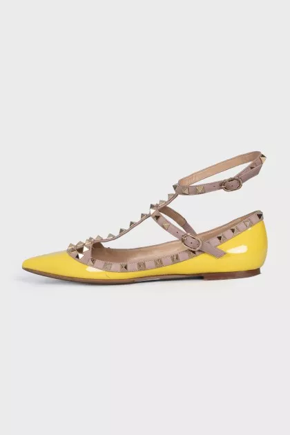 Жовті балетки Rockstud