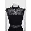 Black jumpsuit with lace inserts