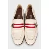Leather loafers with textile decor