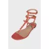 Кожаные босоножки декорированные шипами Rockstud