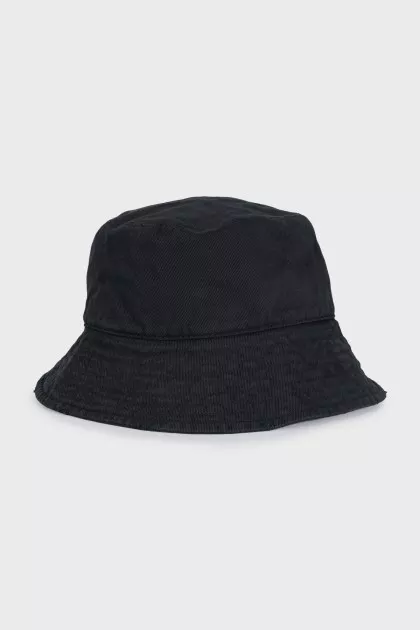 Denim black panama hat with tag