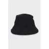 Denim black panama hat with tag