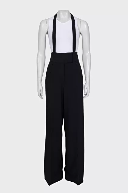 Wool trousers with suspenders