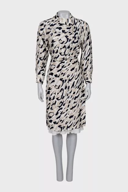 Silk Wrap Dress with Print
