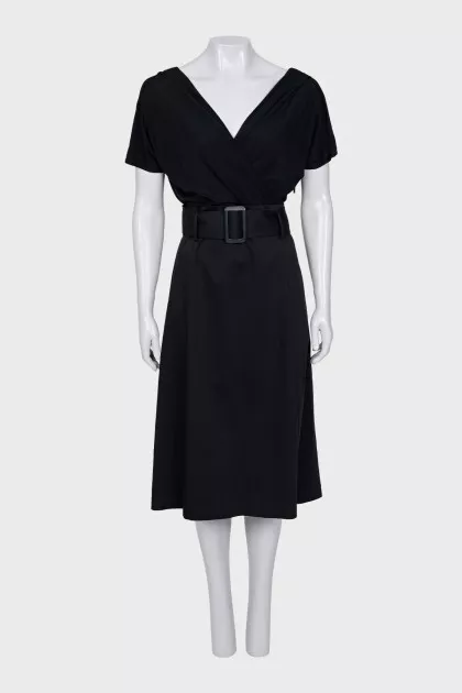 Fitted dress with translucent top