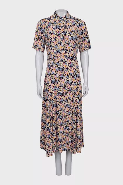 Floral Print Dress with Buttons