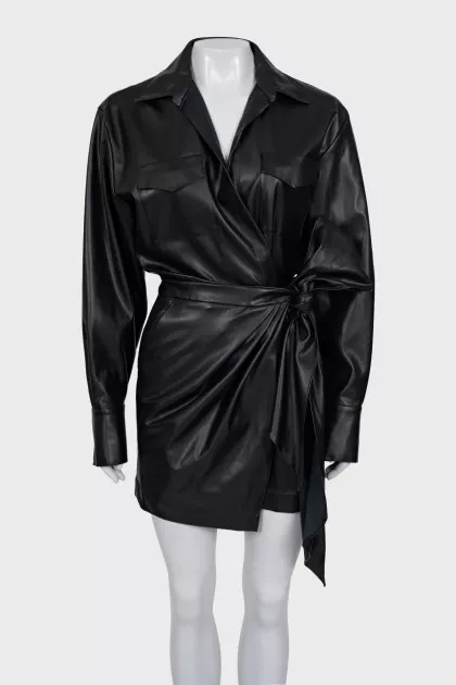 Wrap dress with patch pockets