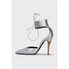 Leather shoes with golden heels