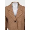 Cropped striped jacket with button