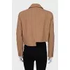 Cropped striped jacket with button
