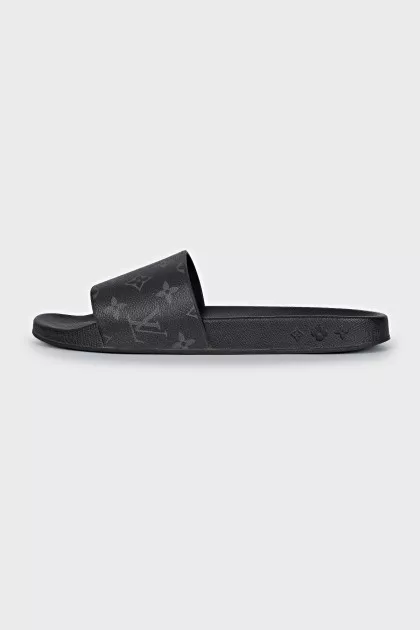 Men's leather slippers with signature print