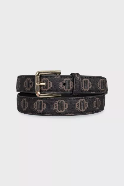 Brown belt with signature print