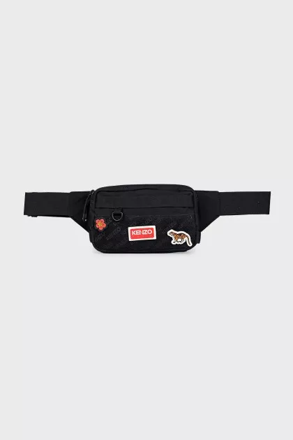 Men's belt bag with patches