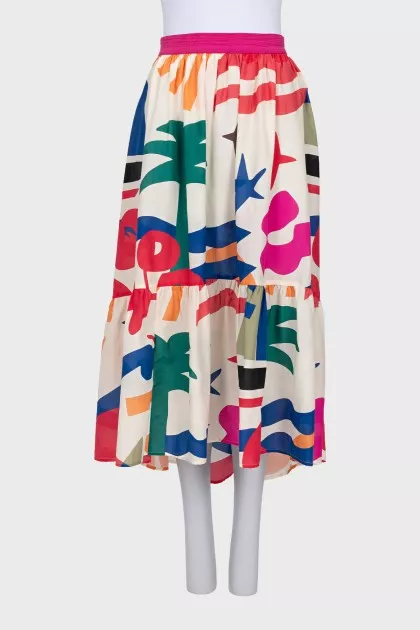 Loose-fitting skirt with a bright print