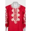 Red linen dress