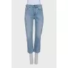 Blue straight fit jeans with buttons