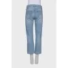 Blue straight fit jeans with buttons