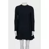 Wool dress with lace collar