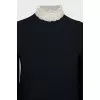 Wool dress with lace collar