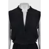 Sleeveless  silk dress with neckline