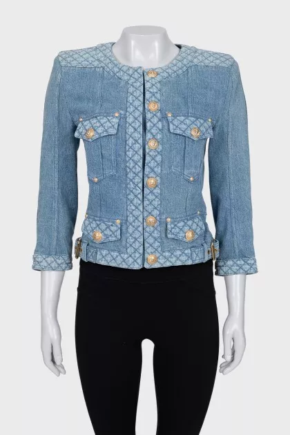 Denim jacket with gold hardware
