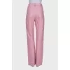 Pink high waist leather trousers