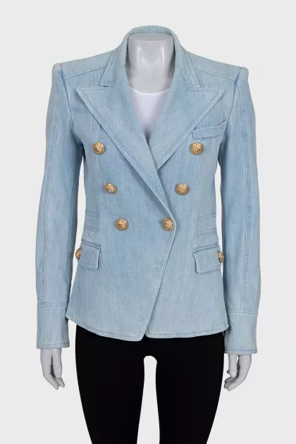Denim jacket with gold hardware