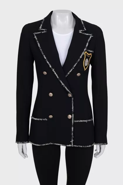 Fitted jacket with embroidered flower
