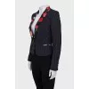 Cropped jacket with floral print on lapels