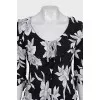 Silk blouse with ruffles in floral print
