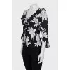 Silk blouse with ruffles in floral print