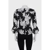 Silk blouse with ruffles in floral print