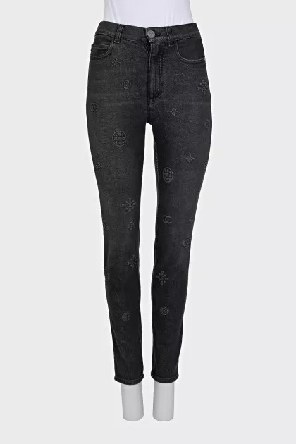 Grey embossed jeans