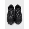 Black leather sneakers
