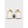 White leather sneakers with print