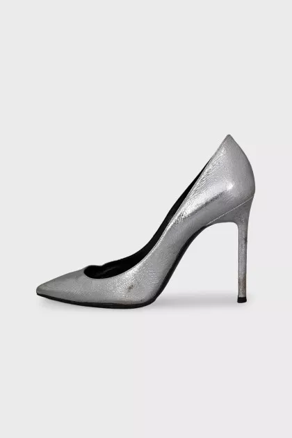 Silver leather shoes