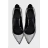 Silver leather shoes