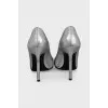 Silver leather shoes